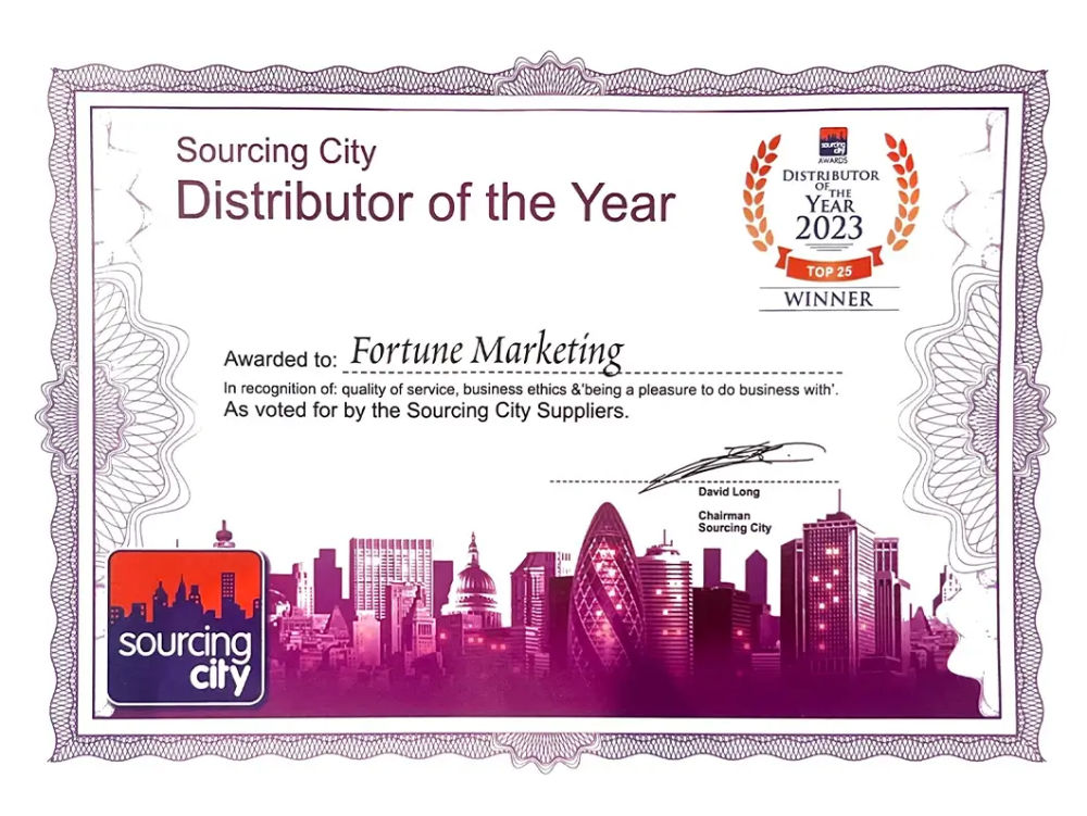 Fortune Marketing is Recognised by Sourcing City for Excellence in Service, Business Ethics, and Outstanding Business Relations